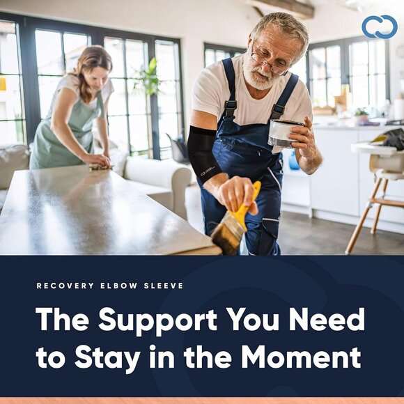 Elbow Sleeve - Copper Infused Orthopedic Brace for Tennis & Golfer Elbow, Tendon - Picture 5 of 7